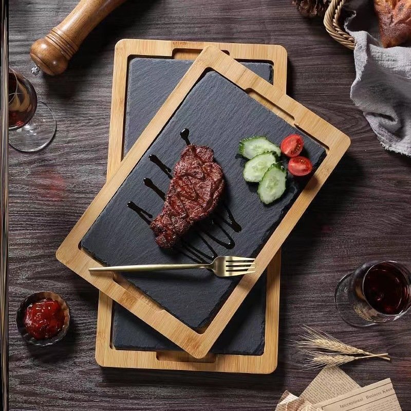 Kitchen Plus Serving Stone With Bamboo Steakboard KP330
