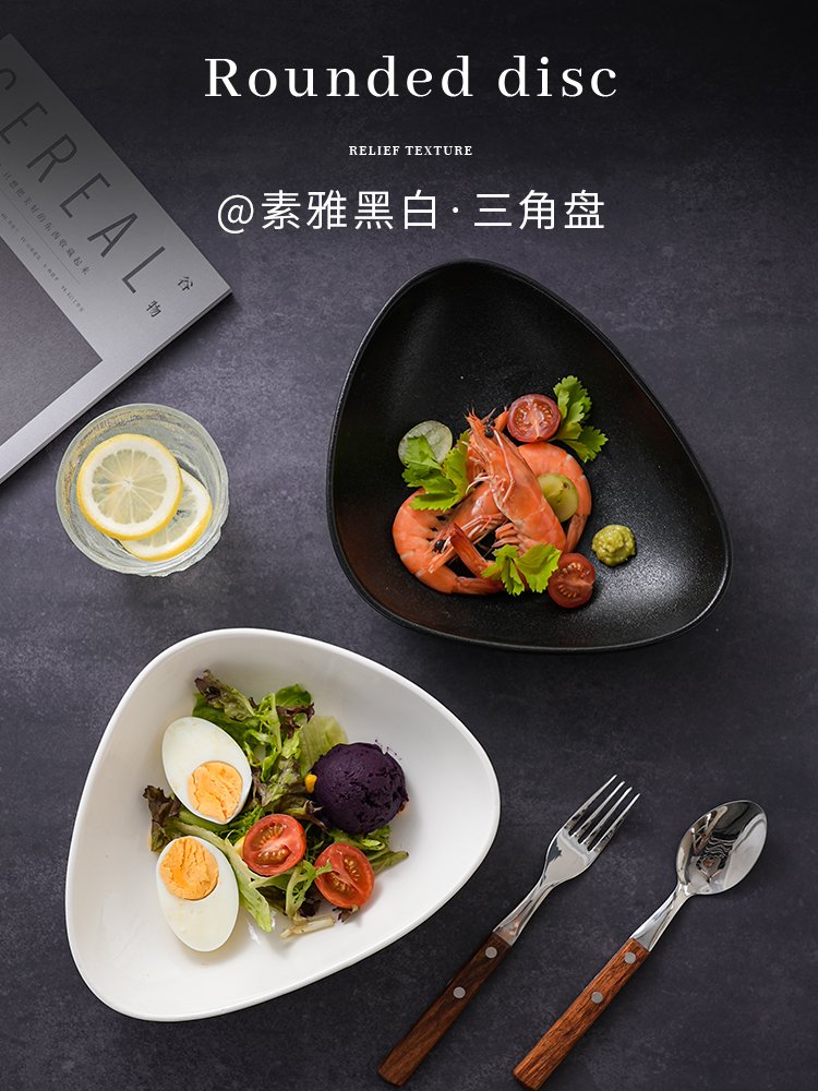 Kitchen Plus Triangle Ceramic Japanese Sushi Plate Dessert Plate Retro Tableware KP375 - Image 4