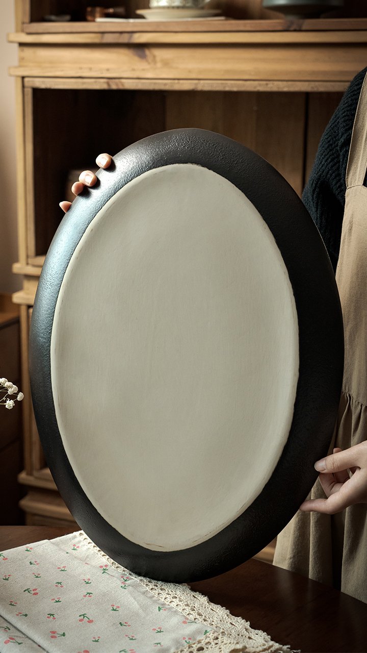 Kitchen Plus 19 inch Jumbo Rustic Elegant Oval Ceramic Serving Plate Platter Plate Party Plate KP890 - Image 7