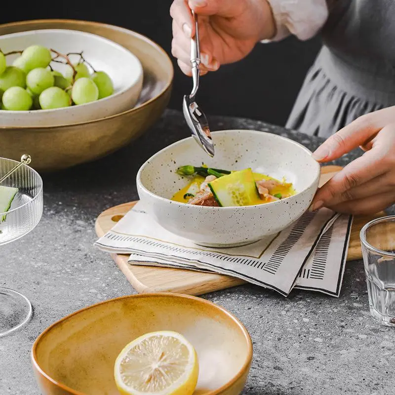 Kitchen Plus Japanese Retro Coarse Pottery Ceramic Tableware Serving Bowl Pasta Bowl Soup Bowl KP805 - Image 8