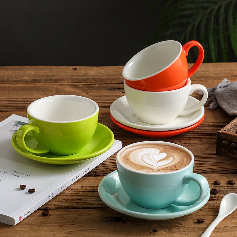 Kitchen Plus 250mL Glossy Ceramic Cappuccino Cups Coffee Cup and Saucer Set KP279 - Image 5
