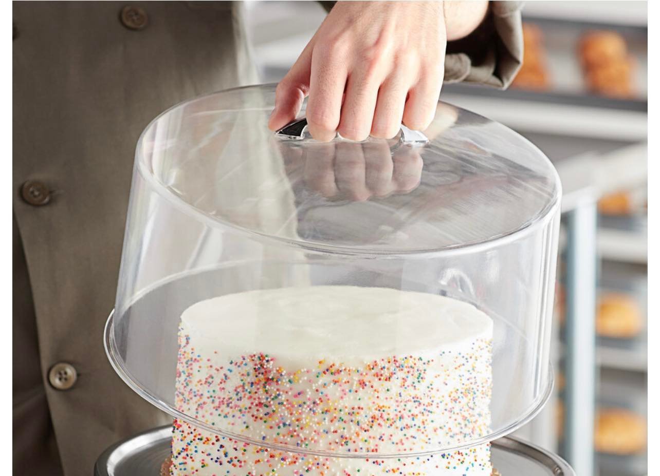 12 inch Polycarbonate Tall Pastry cake cover with Steel Handle KP427