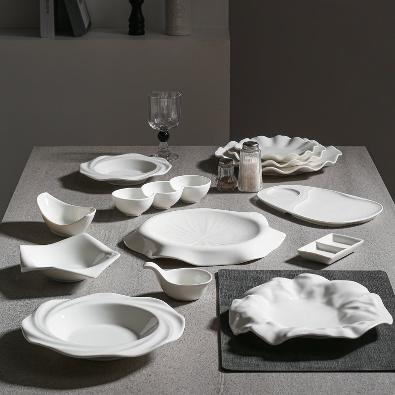 Kitchen Plus Creative Ceramic Floral Irregular Shape Table Snack Dessert Dinner Plate KP671 - Image 5