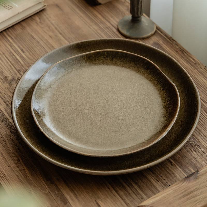 Kitchen Plus Vintage Matte Ceramic Bronze Stoneware Ceramic Plate KP879 - Image 2