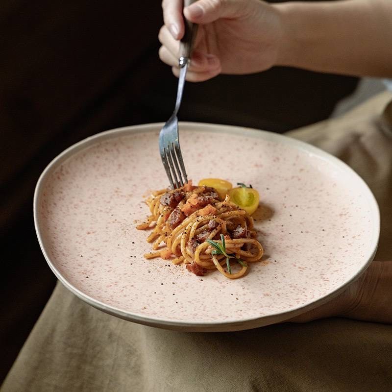 Kitchen Plus Rustic Irregular Shaped Pink Speckled Plates KP895