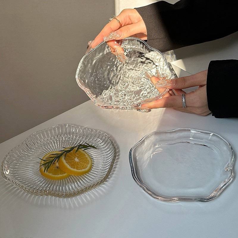 Kitchen Plus Luxury Glass Plate Tray For Living Room Coffee Table Single Candy Cake Plate KP1016 - Image 3