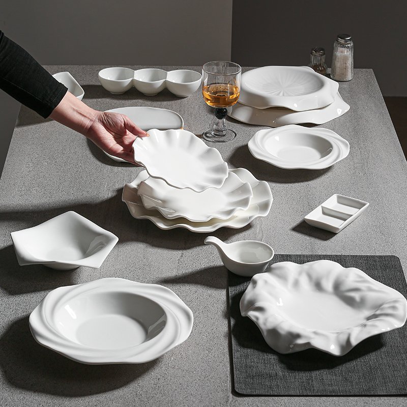 Kitchen Plus Creative Ceramic Floral Irregular Shape Table Snack Dessert Dinner Plate KP671 - Image 4