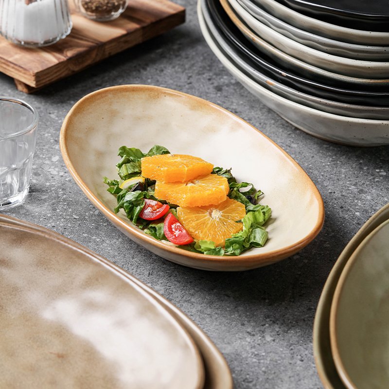 Kitchen Plus Japanese Ceramic Serving Oval Fish Plate Home Sashimi Tray and BBQ Plate Dish Tableware KP449 - Image 4