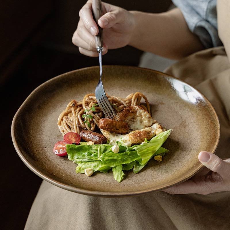 Kitchen Plus Vintage Matte Ceramic Bronze Stoneware Ceramic Plate KP879 - Image 4