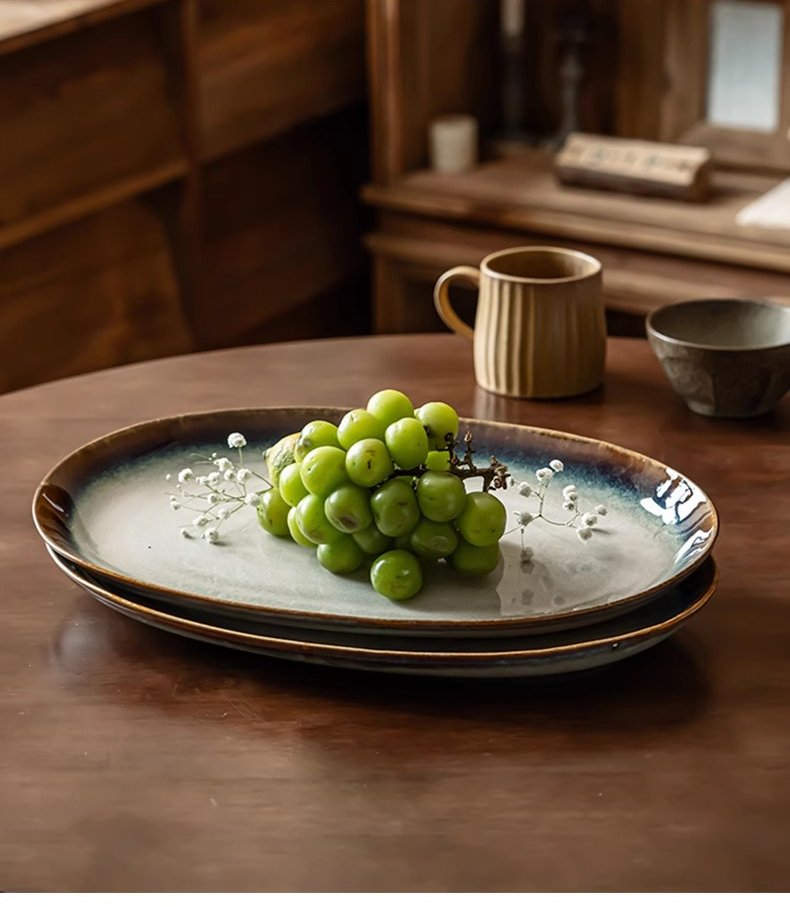 Kitchen Plus 16 inch Western Oval Ceramic Serving Plate Serving Platter Serving Plate KP743 - Image 2