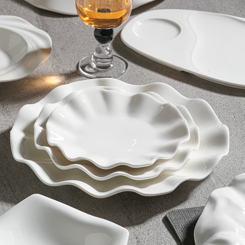 Kitchen Plus Creative Ceramic Floral Irregular Shape Table Snack Dessert Dinner Plate KP671 - Image 2