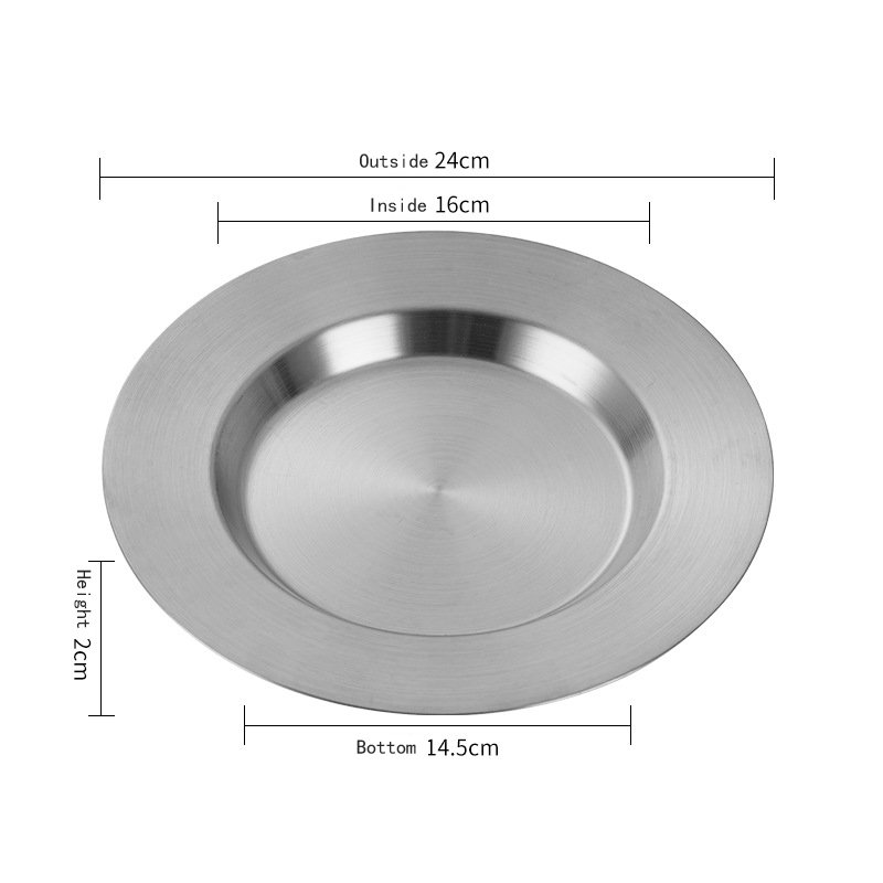 Kitchen Plus Korean Stainless Steel Silver Disc Plate Dessert Cake Flat Dinner Dishes KP872 - Image 7