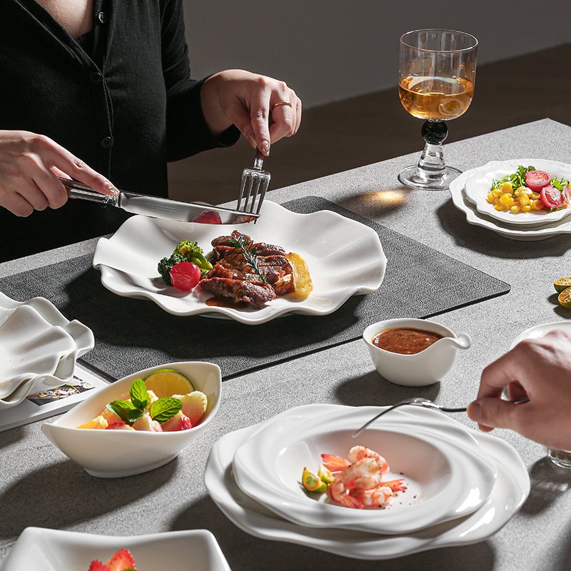 Kitchen Plus Creative Ceramic Floral Irregular Shape Table Snack Dessert Dinner Plate KP671 - Image 7