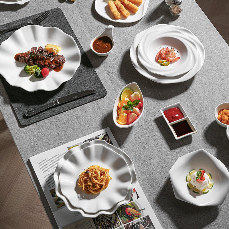 Kitchen Plus Creative Ceramic Floral Irregular Shape Table Snack Dessert Dinner Plate KP671 - Image 3