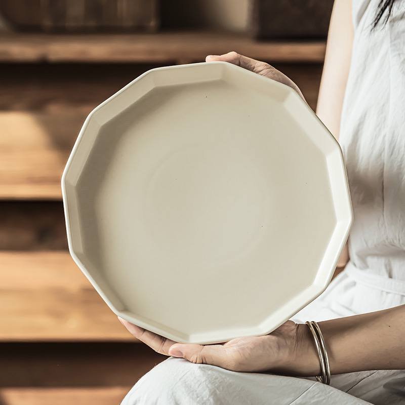 Kitchen Plus Elegant Octagon Design Ceramic Dinner Plate Steak Plate Serving Plate KP813 - Image 3