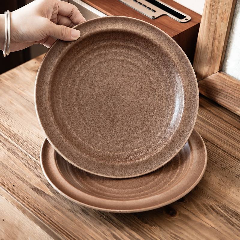 Kitchen Plus Two Tone Japanese Brown Ceramic Dessert Plate KP832