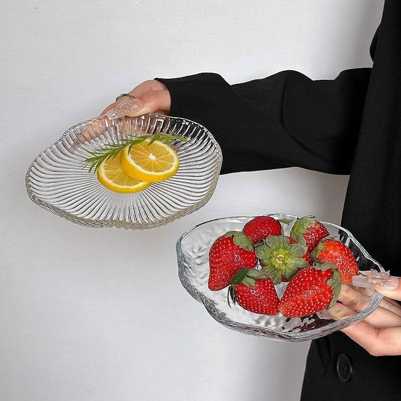 Kitchen Plus Luxury Glass Plate Tray For Living Room Coffee Table Single Candy Cake Plate KP1016