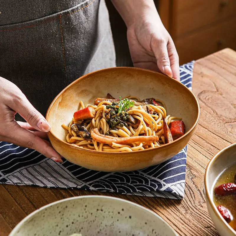 Kitchen Plus Japanese Retro Coarse Pottery Ceramic Tableware Serving Bowl Pasta Bowl Soup Bowl KP805 - Image 2