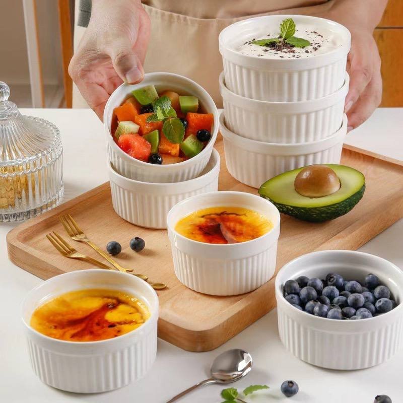 Kitchen Plus Ceramic Souffle Ramekin Baking Creme Brulee Bowl KP953 - Image 3