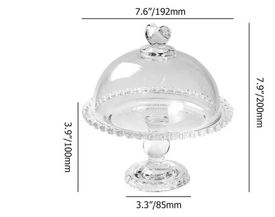 Kitchen Plus Clear Glass Fruit Serving Tray Stand with Love-shaped Cover Round Food Snack Server KP450 - Image 5
