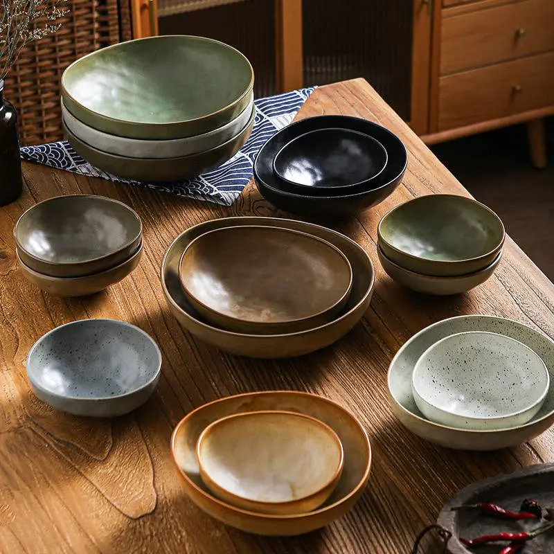 Kitchen Plus Japanese Retro Coarse Pottery Ceramic Tableware Serving Bowl Pasta Bowl Soup Bowl KP805 - Image 5