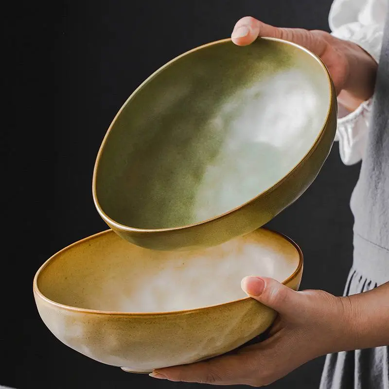 Kitchen Plus Japanese Retro Coarse Pottery Ceramic Tableware Serving Bowl Pasta Bowl Soup Bowl KP805 - Image 3
