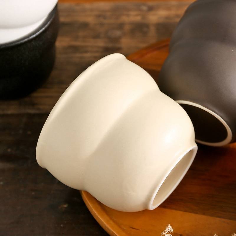 Kitchen Plus 250mL House Hand Held Ripple Design Ceramic Coffee Matcha Latte Cup KP958 - Image 5