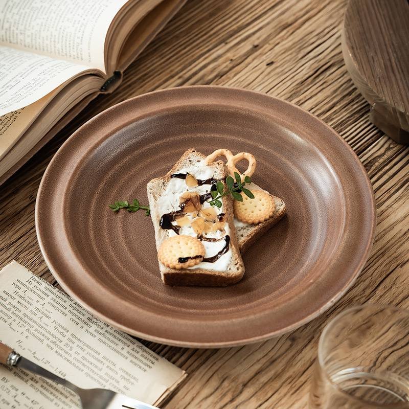 Kitchen Plus Two Tone Japanese Brown Ceramic Dessert Plate KP832 - Image 4