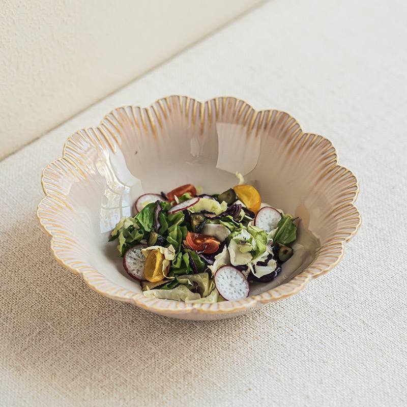 Kitchen Plus Japanese Flower Edge glazed Tableware Retro Ceramic Plate KP881 - Image 3