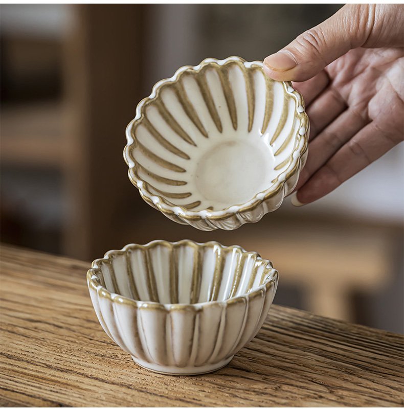 Kitchen Plus Retro Chrysanthemum Shape Dinner Saucer Soy Sauce Bowl Dinnerware KP939 - Image 4