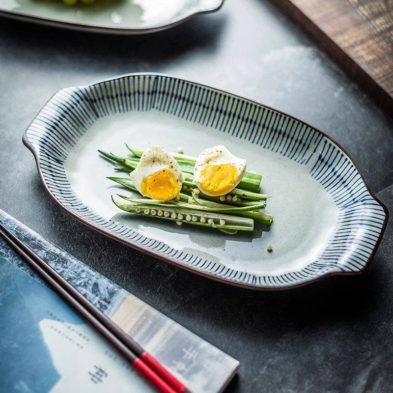 Kitchen Plus Household Japanese Style Ceramic Plate Dinner Plate Rectangular Serving Plate KP786 - Image 4