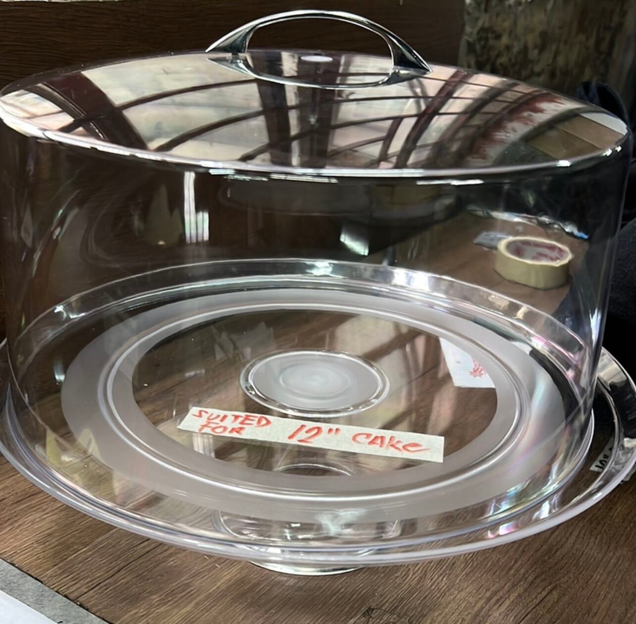 12 inch Polycarbonate Tall Pastry cake cover with Steel Handle KP427 - Image 6