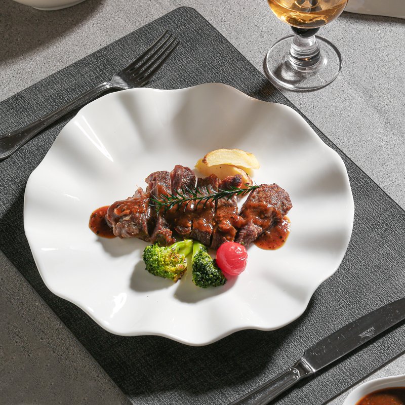 Kitchen Plus Creative Ceramic Floral Irregular Shape Table Snack Dessert Dinner Plate KP671