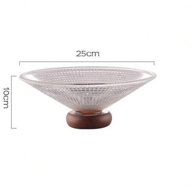 Kitchen Plus Glass Fruit Display Dish With Rubber Wood Base KP505 - Image 3