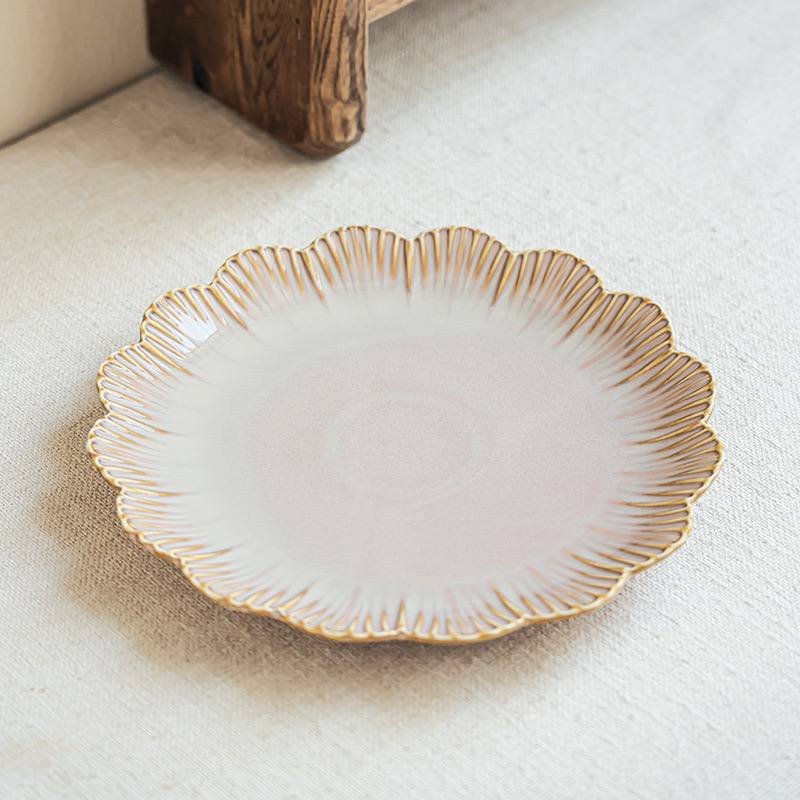 Kitchen Plus Japanese Flower Edge glazed Tableware Retro Ceramic Plate KP881 - Image 6