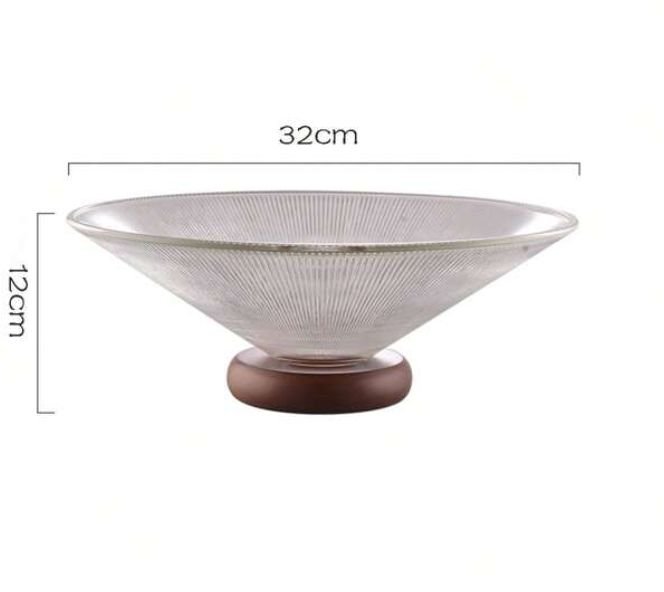 Kitchen Plus Glass Fruit Display Dish With Rubber Wood Base KP505 - Image 4