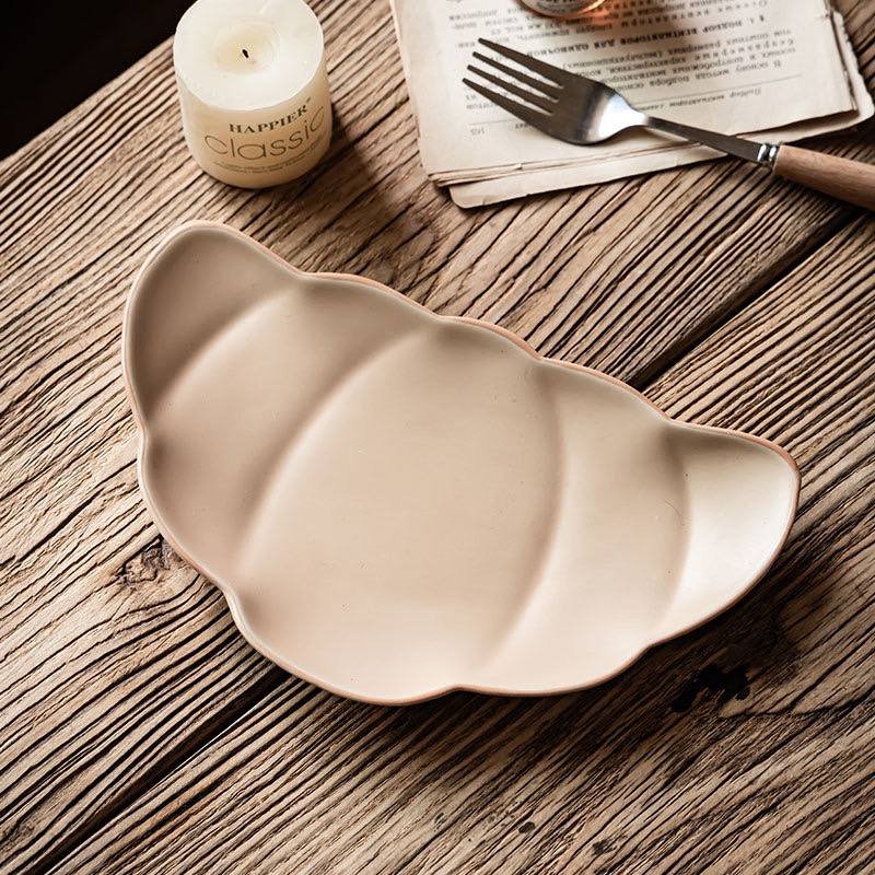 Kitchen Plus Creative Croissant Design Ceramic Dessert Plate KP831