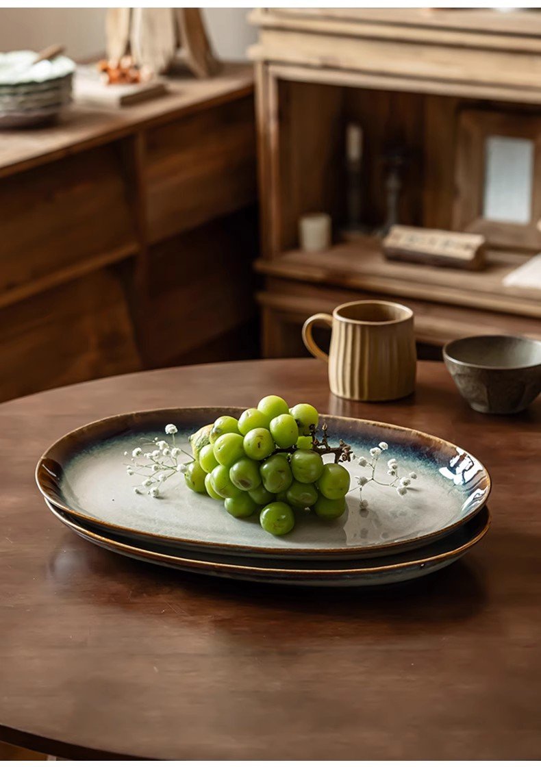 Kitchen Plus 16 inch Western Oval Ceramic Serving Plate Serving Platter Serving Plate KP743 - Image 3