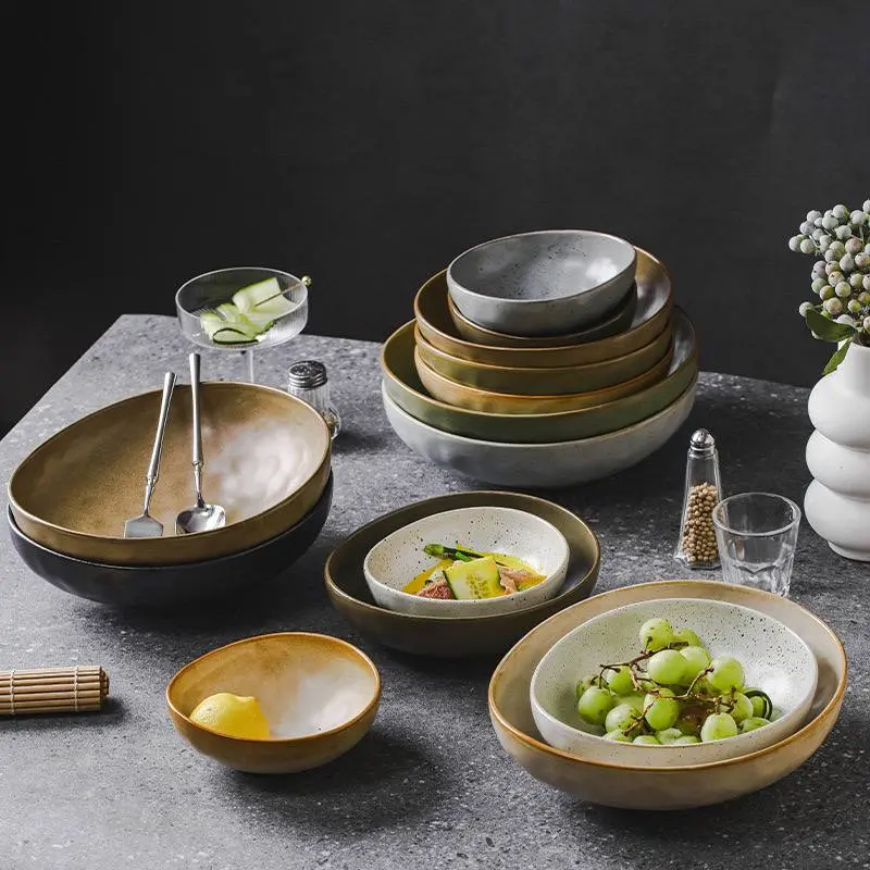 Kitchen Plus Japanese Retro Coarse Pottery Ceramic Tableware Serving Bowl Pasta Bowl Soup Bowl KP805 - Image 6