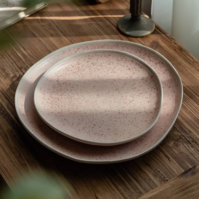 Kitchen Plus Rustic Irregular Shaped Pink Speckled Plates KP895 - Image 2