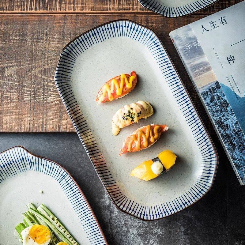 Kitchen Plus Household Japanese Style Ceramic Plate Dinner Plate Rectangular Serving Plate KP786 - Image 5