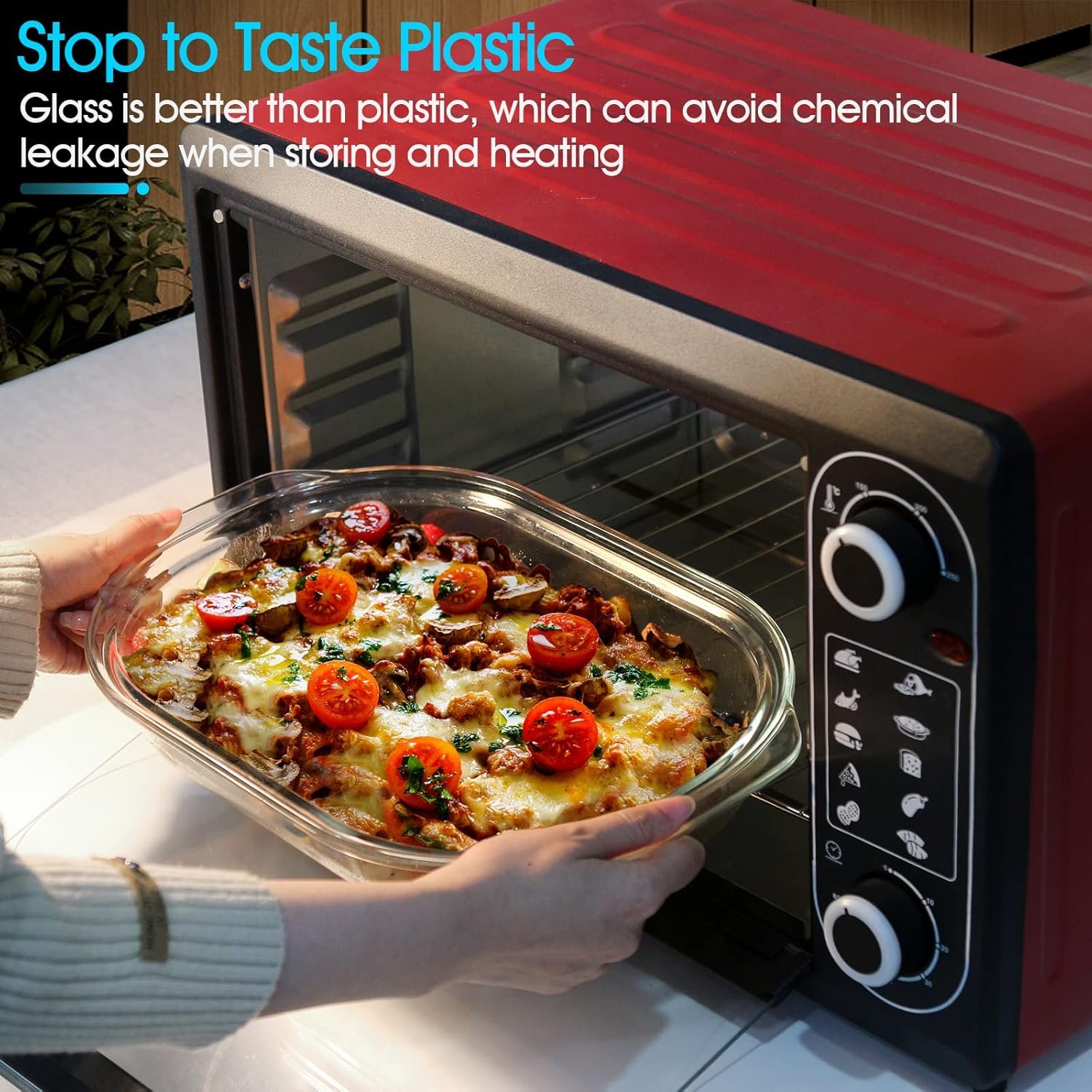 Kitchen Plus 3 Liter Glass Casserole Dish With Glass Lid Easy Grip Handle Oval Oven Safe Bakeware KP376 - Image 7