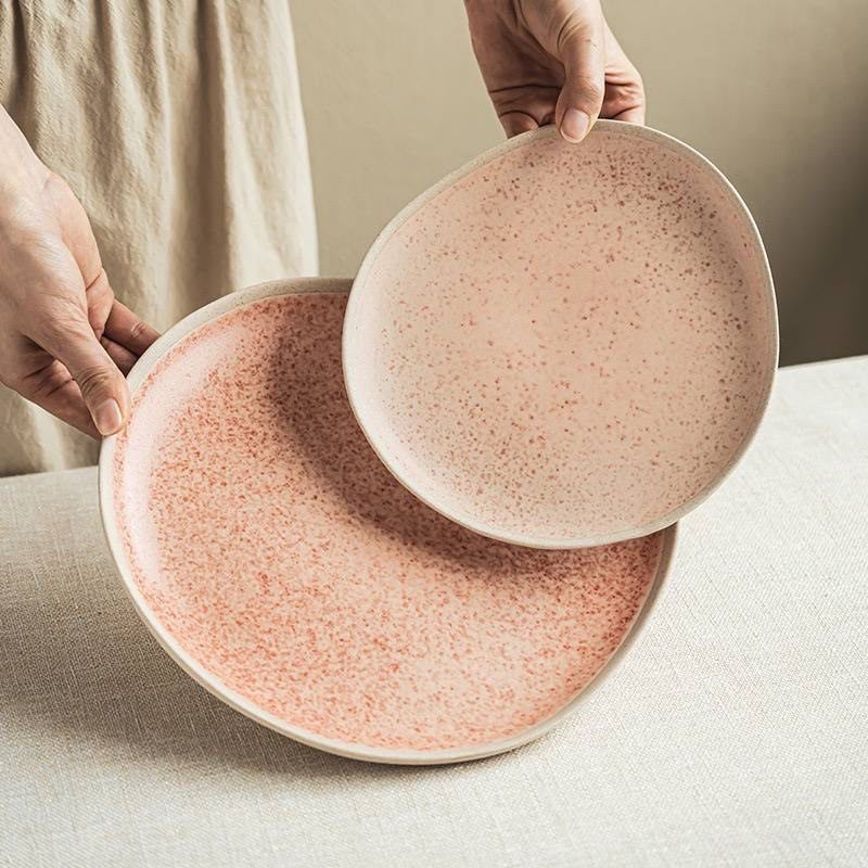 Kitchen Plus Rustic Irregular Shaped Pink Speckled Plates KP895 - Image 4