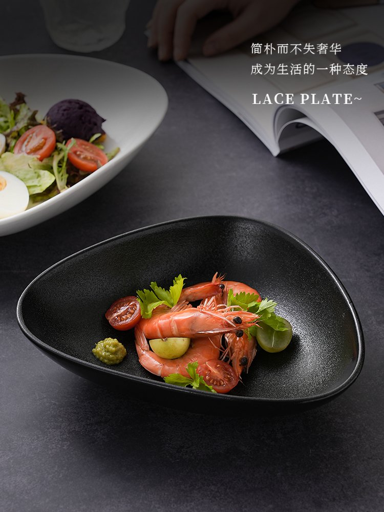 Kitchen Plus Triangle Ceramic Japanese Sushi Plate Dessert Plate Retro Tableware KP375 - Image 3