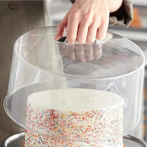 12 inch Polycarbonate Tall Pastry cake cover with Steel Handle KP427