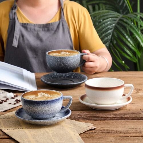 Kitchen Plus Vintage Inspired 320mL Ceramic Coffee Cup and Saucer KP464