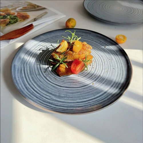 Kitchen Plus Blue Stoneware Reactive Glaze Side Dessert Plate Ceramic Plate KP949