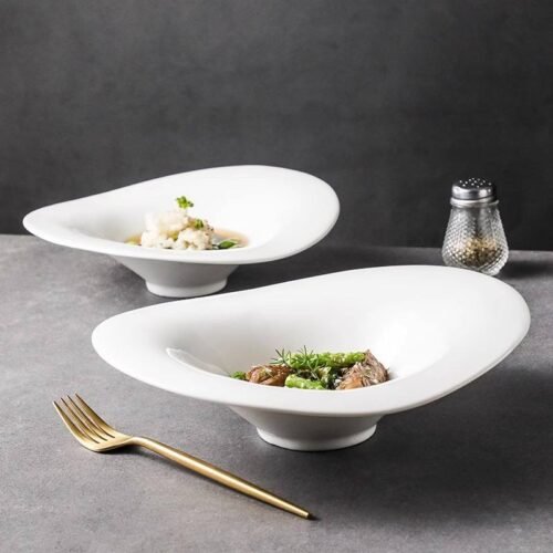 Kitchen Plus Asymmetric Irregular Ceramic Pasta Plate Soup Plate Dinner Plate KP862