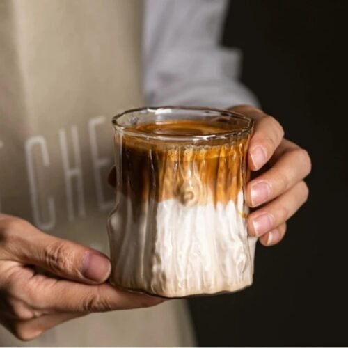 Kitchen Plus Tree Pattern Heat Resistant Coffee Glass Ice Latte Glass Matcha Cup Mug KP916