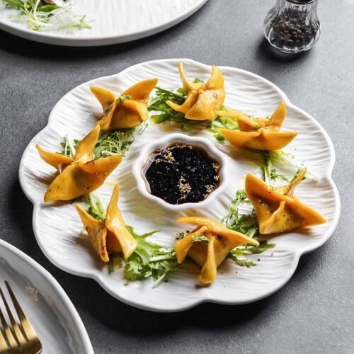 Kitchen Plus Ceramic Serving Plate with Vinegar Plate Breakfast Plate Dip Plate Creative Plate KP861